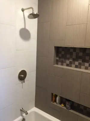 DIY Renovation of a White Bathroom — Countertop Installation Services project by Tucson Tile Outlet
