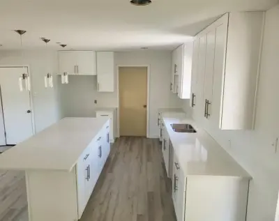 Light-Colored Kitchen Countertop — Countertop Installation Services project by Tex-San Granite