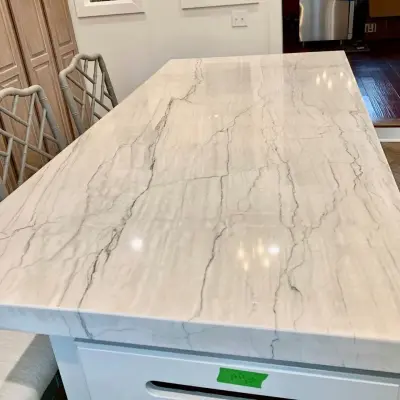 Luxe White Quartzite — Countertop Installation Services project by Indy Custom Stone