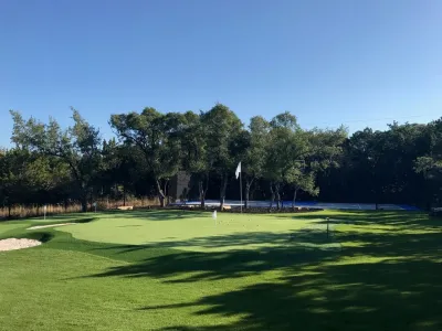 Outdoor Putting Green and lawn — Landscape Construction project by LawnPop Artificial Turf in Austin
