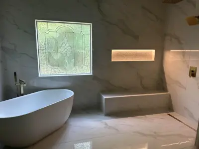 Serene Shower and Tub Bathroom Renovation — Home Renovation & Remodeling Services project by JMH Custom Builders
