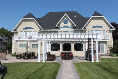 Outdoor Fireplace and Landscape Construction — Landscape Construction project by Long Island Landscape Designs Inc