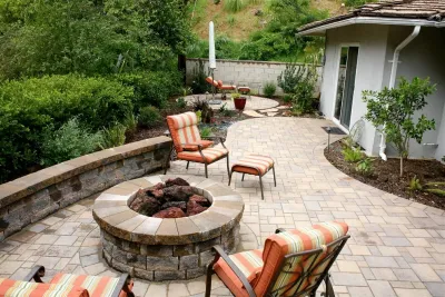 Basalt Columns & Fire Pit — Landscape Design project by California Waterscapes in Altadena