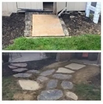 Swing Set Area and Flagstone Walkway by Mason's Landscaping And Construction LLC