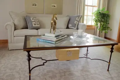 Timeless Greek Key Living Area, Campton Hills Home — Interior Design & Decorating project by Genre Interiors
