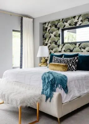Serene and Vibrant Master Bedroom — Interior Design & Decorating project by Bohemian Bungalow Design, LLC
