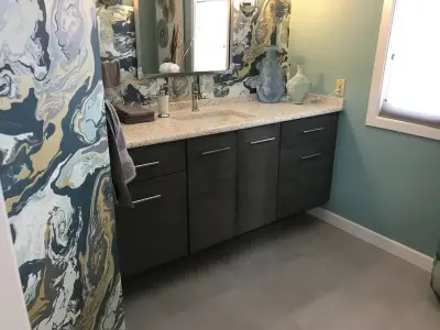 Bathroom makeover for the powder room by L B Interiors LLC