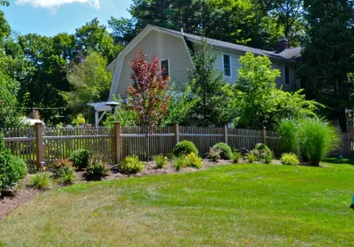 Wood Fence & Landscaping | Pleasantville — Landscape Construction project by MG's Lawn Green Inc
