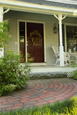 Brick Pathway and Landscaping — Landscape Construction project by Michael Therrien Landscaping, LLC in Bedford