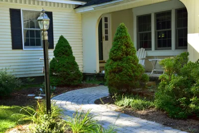 Quaint Porch and Pathway — Landscape Construction project by Michael Therrien Landscaping, LLC in Bedford