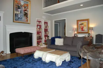 Striking Louisiana-Inspired Living Room in Sugar Land, TX by Miralia Design Group