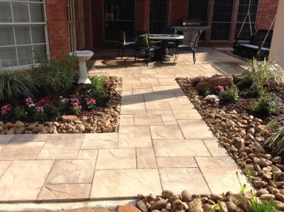 Lafitt Patio Slab Overlay & Walkway — Landscape Construction project by Mike Ball Irrigation Landscape & Lighting in Houston
