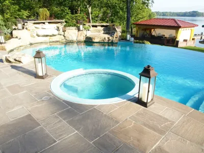 Pool Deck — Landscape Construction project by Mike's Clean Cut Landscaping, Inc