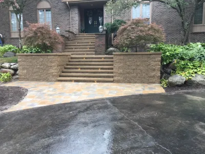 Entrance Stairs — Landscape Construction project by Mike's Clean Cut Landscaping, Inc in Rochester