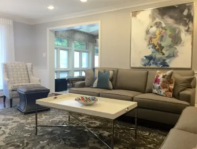 Contemporary Family Living Space — Interior Design & Decorating project by Kelly Simkovich At Main Line Sound & Video