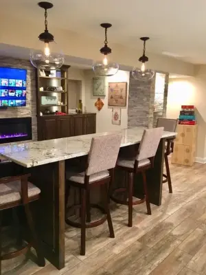 Basement with a Gaming Theme — Interior Design & Decorating project by Surface To Surface Interior Design/Construction