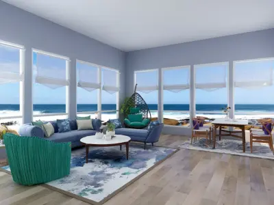 Worldwide Coastal Living Room Design — Interior Design & Decorating project by Northern Lights Home Staging And Design