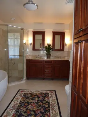 Sophisticated Classic Neo-Angle Shower with Standalone Bathtub by Mattioni, Inc