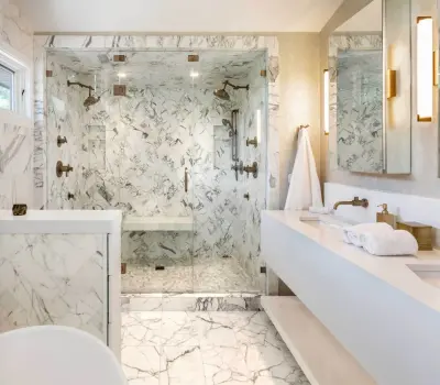 Hartland, WI Restroom — Plumbing Services project by Budiac Plumbing