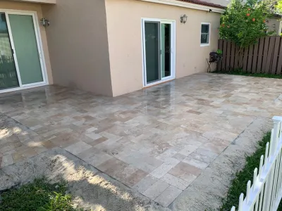 Travertine Terrace — Landscape Construction project by My Luxury Outdoors