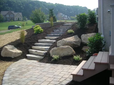 Natural Stone Steps — Landscape Construction project by New Castle Lawn & Landscape
