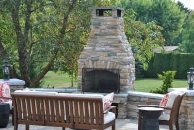 Pavillion, Kitchen, Fireplace — Landscape Construction project by New Castle Lawn & Landscape