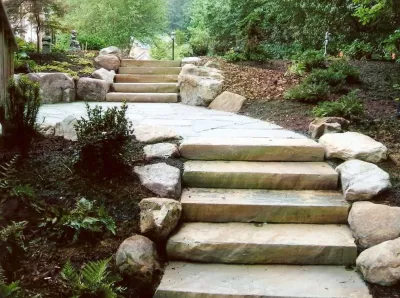 Greensboro: Shady Stone Stairs — Landscape Construction project by New Garden Landscaping & Nursery
