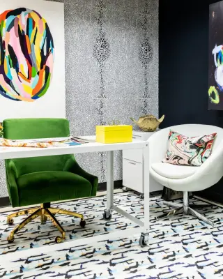 Mitchell Black Southern Fabric Showroom — Interior Design & Decorating project by Bohemian Bungalow Design, LLC