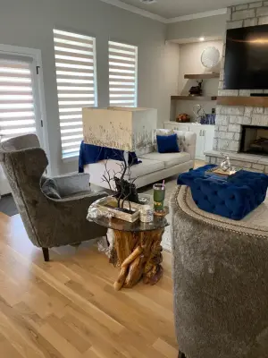 Nicole's Living Space — Interior Design & Decorating project by Melanie Leeds Design