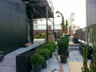 Roof Top Garden in NY completed by New York Plantings — Landscape Construction project by NY Plantings Irrigation And Landscape Lighting