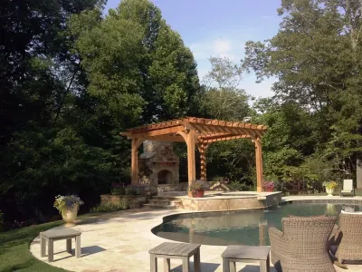 Fireplace and Pergola - Perennial Garden Installation- Alpharetta, Ga 30004 — Landscape Construction project by O'Neill Landscape Group