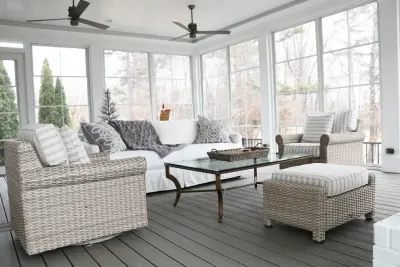 Serene Enclosed Porch Experience at Springfield Golf Club — Home Renovation & Remodeling Services project by Fineline Construction
