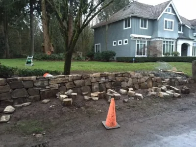 Woodinville Rock Wall — Landscape Construction project by Olympic Rockeries in Woodinville