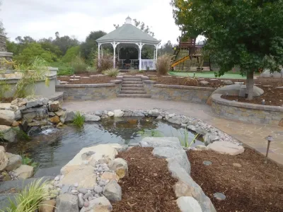 Pond, Pavers and Walls in Poway California by Pacific Dreamscapes