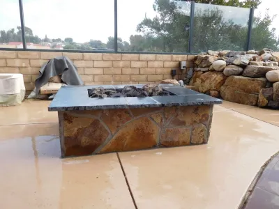 Carlsbad Fire Pit and Pondless Waterfall by Pacific Dreamscapes