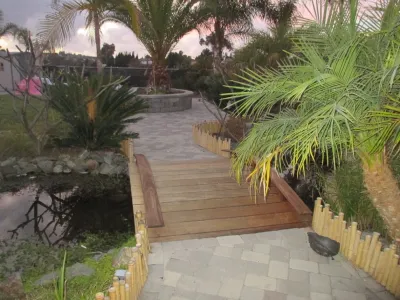 Fire Pit, Patio and Pond in La Mesa CA — Landscape Construction project by Pacific Dreamscapes