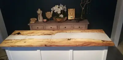 timber and cement countertop — Home Renovation & Remodeling Services project by Dove Construction And Home Improvement