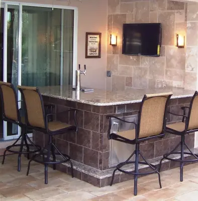 Outdoor Kitchen with a Large Pizza Oven — Deck Building & Repair project by John J Hull Associates Inc