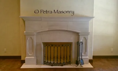 Indiana Limestone Fireplace — Landscape Construction project by Petra Masonry