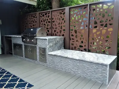 Outdoor Kitchen with 3D Tiles — Deck Building & Repair project by Eagle Outdoor Living LLC