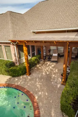 Outdoor Pergola with Polygal Roofing — Deck Building & Repair project by Regal Plastics - Houston