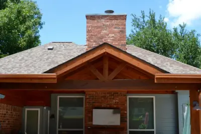 Plano Pool and Spa with Fire Pit and Attached Roof — Deck Building & Repair project by Ortus Exteriors