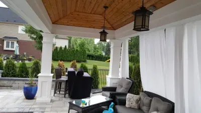 Pavilion with Square Columns and Roof by the Poolside by Miles Bradley Building And Remodeling