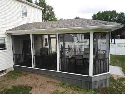 Porch and Deck with Screening by Miles Deck Construction