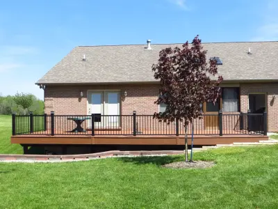 Redwood EverGrain Composite Deck with Tailored Railing by Sweetwater Woodcraft