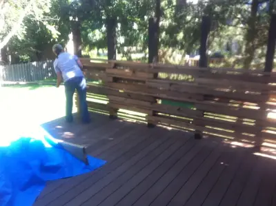 Redwood "Japanese Panel" on EverGrain Deck — Deck Building & Repair project by The Deck Pro