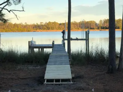 Waterfront deck and dock — Deck Building & Repair project by Narron Woodworks