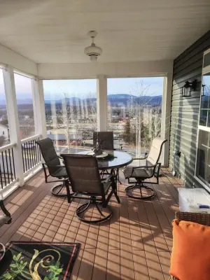 Porch with Screens and Windows, Deck Railings by Stoneridge Outdoor Living