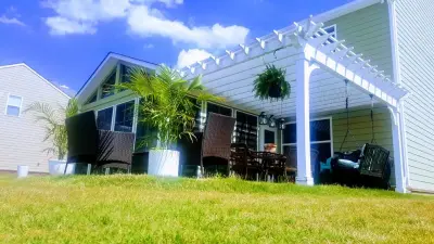 Eze Breeze Patio with Connected Pergola — Deck Building & Repair project by Ebony Outdoor Living LLC