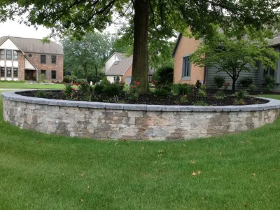 Retaining Wall for Front Yard Landscape Bed by Pony Lawncare And Landscaping